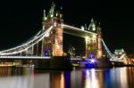 London Tower Bridge Landmark Illuminated At Night Stock Photo