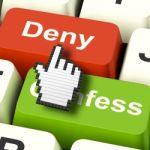 Denial Deny Keys Shows Guilt Or Denying Guilt Online Stock Photo