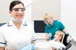 Little Girl Treated At Dental Clinic Stock Photo