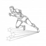 Track And Field Athlete Running Doodle Art Stock Photo