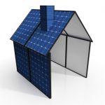 Solar Panel House Shows Renewable Energy Stock Photo