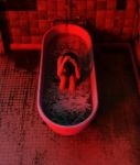 Stress Woman Sitting In Bathtub,horror Concept 3d Illustration Stock Photo