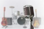 Microphone And Musical Instruments Stock Photo