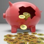 Broken Piggybank Shows Financial Deposit Stock Photo