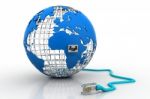 Global Communication. Earth And Cable Stock Photo