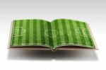 Open Book With Soccer Stadium Stock Photo
