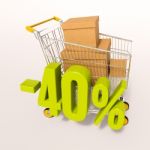 Shopping Cart And 40 Percent Stock Photo