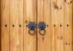 Wooden Gate With Door Knocker Chinese Style Stock Photo