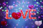 Abstract Colorful Furry Heart With Marquee Love Letters Decorated Stock Photo