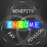 Financial Income Displays Pay Benefits And Pension Stock Photo