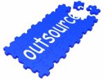 Outsource Puzzle Showing Subcontract And Employment Stock Photo