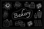 Bakery Menu Black  Board Doodle Stock Photo