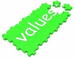 Values Puzzle Shows Principles And Morality Stock Photo