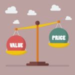 Value And Price Balance On The Scale Stock Photo