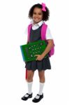 Pretty Doll Is Ready For School Stock Photo