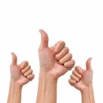 Hand With Thumb Up On White Background Stock Photo