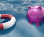 Piggy With Lifebuoy Shows Investing In Lifesaver Stock Photo
