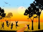 Countryside Kids Indicates Free Time And Outdoor Stock Photo