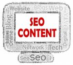 Seo Content Shows Search Engine And Computer Stock Photo