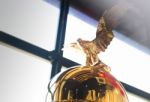 Blurred Statue Of A Golden Eagle Stock Photo