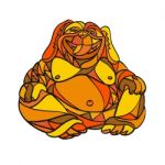 Laughing Buddha Dog Mosaic Color Stock Photo