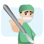 Cartoon Surgeon With Scalpel Stock Photo