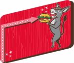 Donkey Mascot Serve Burger Rectangle Retro Stock Photo