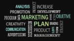 Marketing Plan Word Cloud Concept On Black Background Stock Photo