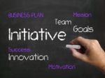 Initiative On Chalkboard Refers To Motivation Enterprise And Dri Stock Photo