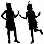 Silhouettes Of Kids From Cabaret Stock Photo