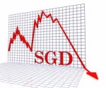 Sgd Graph Negative Indicates Singapore Dollar And Dollars 3d Ren Stock Photo