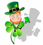 Irish Man Irish Man Hold Beer On Shamrock For St  Patrick Day Ca Stock Photo