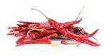 Dried Red Hot Peppers Isolated Stock Photo