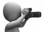 Photo Character Shows Photographic Dslr And Photography Stock Photo