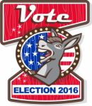 Vote Election 2016 Democrat Donkey Mascot Cartoon Stock Photo