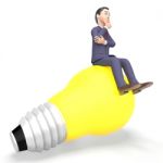 Thinking Businessman Represents Light Bulb And Character 3d Rend Stock Photo