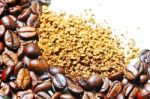 Coffee Beans And Instant Coffee Stock Photo