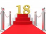 Golden Eighteen On Red Carpet Means Celebrity Eighteenth Birthda Stock Photo