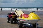 Rnli Lifeguards On Duty At Bude In Cornwall Stock Photo