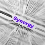 Synergy Sphere Definition Displays Team Work And Cooperation Stock Photo