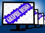 Graphic Design On Monitors Shows Digital Drawing Stock Photo