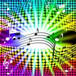 Music Disco Ball Background Shows Songs Dancing And Beams
 Stock Photo