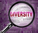 Diversity Magnifier Shows Mixed Bag And Different Stock Photo