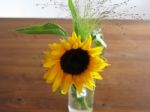 Sunflower On Wooden Table Stock Photo