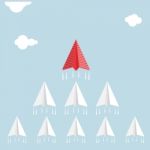 Creative Paper Rocket Sign And White Cloud On Blue Sky Stock Photo