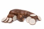 Cassava Root Isolated On A White Background Stock Photo