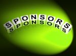 Sponsors Dice Represent Advocates Supporters And Benefactors Stock Photo