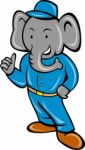 Cartoon Elephant Busboy Or Bellboy Posing Stock Photo