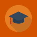Education Flat Icon. Graduation Cap Stock Photo
