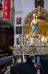 Silver Bell In The Church Of The Encarnacion In Marbella Stock Photo